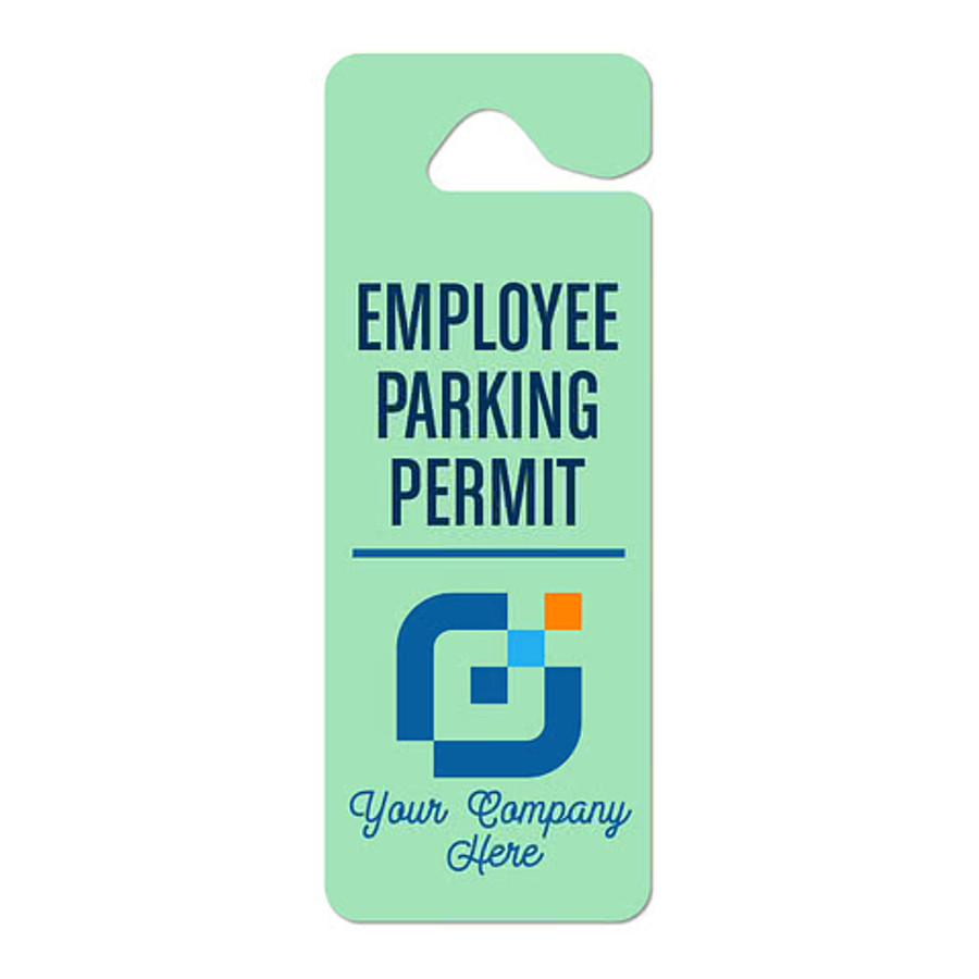 Full Color 3.38" x 9" Giant Parking Permit Mirror Hang Tag in White