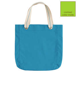 Port Authority Garment Washed Cotton Canvas Contrast Tote Bag - Color: Turquoise