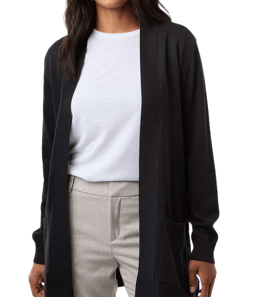 Devon & Jones Women's New Classics Recycled Open Cardigan in Black