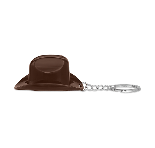 Cowboy Hat Bottle Opener Keychain in BROWN