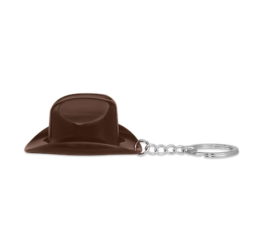 Cowboy Hat Bottle Opener Keychain in BROWN