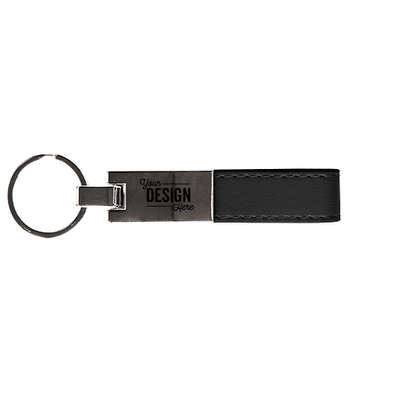 Laser Engraved UltraHyde Silver Keychain - Black