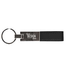 Laser Engraved UltraHyde Silver Keychain - Color: Black