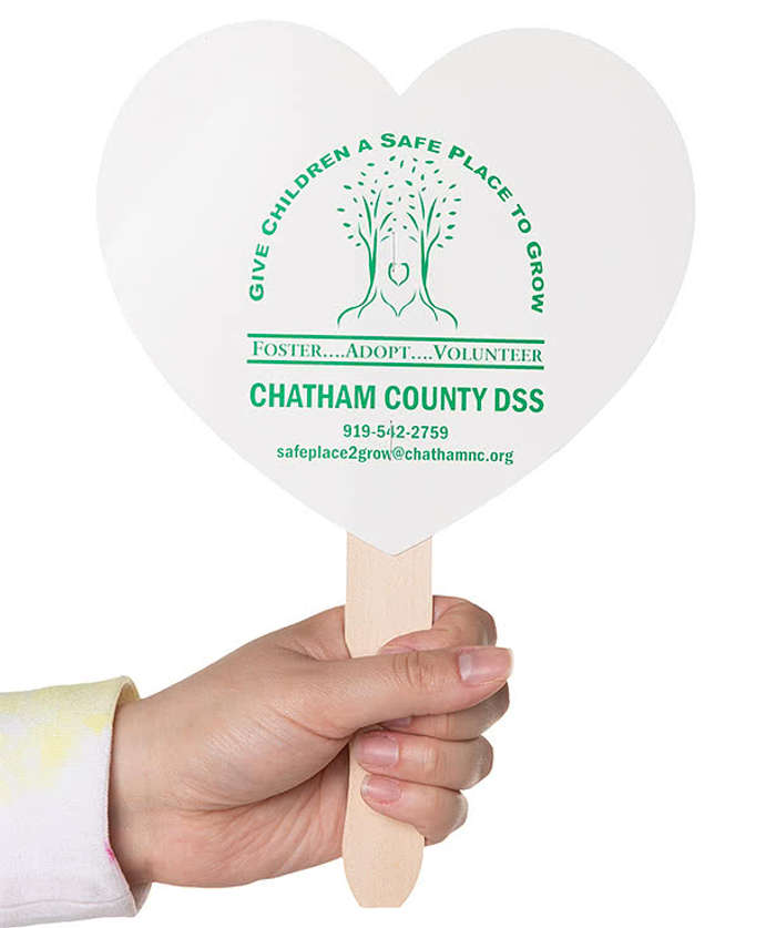 Full Color Heart Shaped Hand Fan