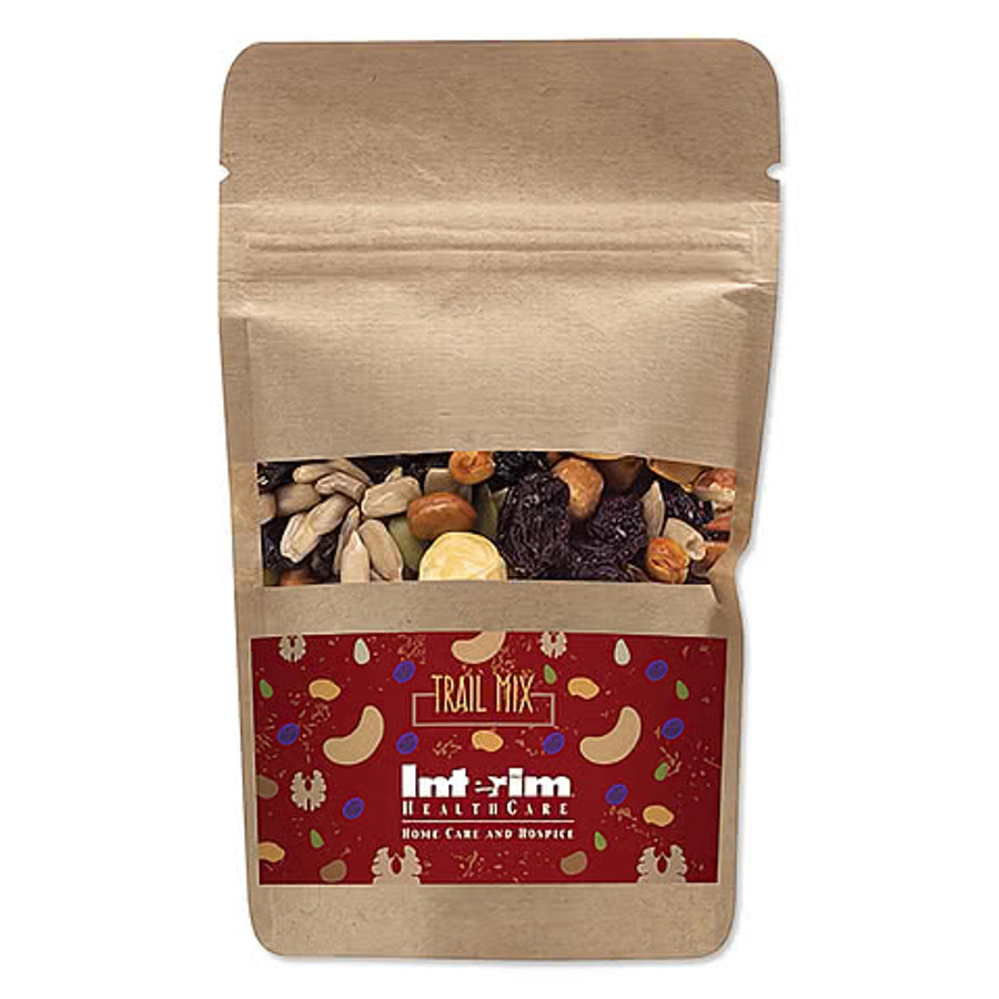 Full Color Kraft Resealable Snack Bag with Trail Mix in Columbia Blue