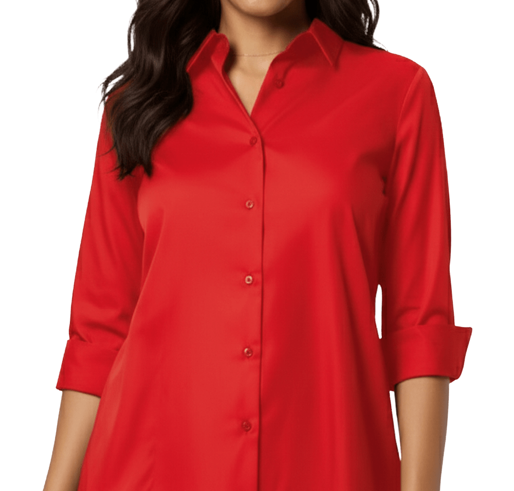 Blue Generation Women’s Studio Poplin 3/4 Sleeve Swing Shirt - Embroidered-default