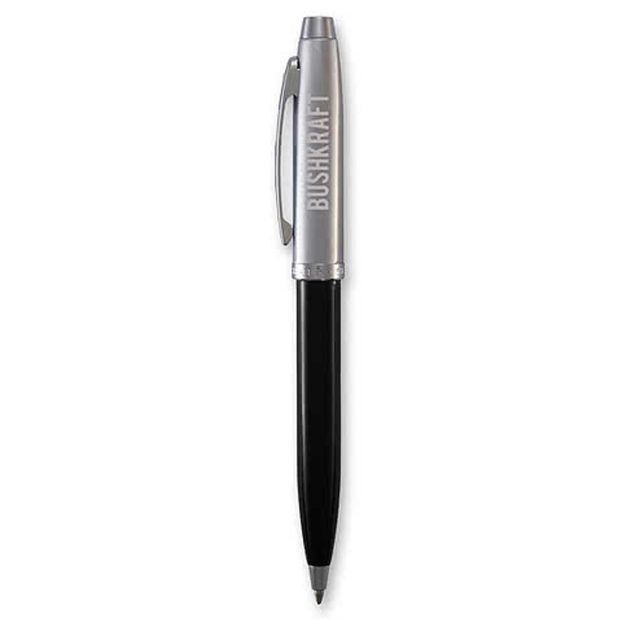 Laser Engraved Sheaffer 100 Glossy Black and Chrome Ballpoint Pen (blue ink) in Black