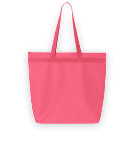 Large Recycled Poly Zippered Tote Bag - Color: Hot Pink