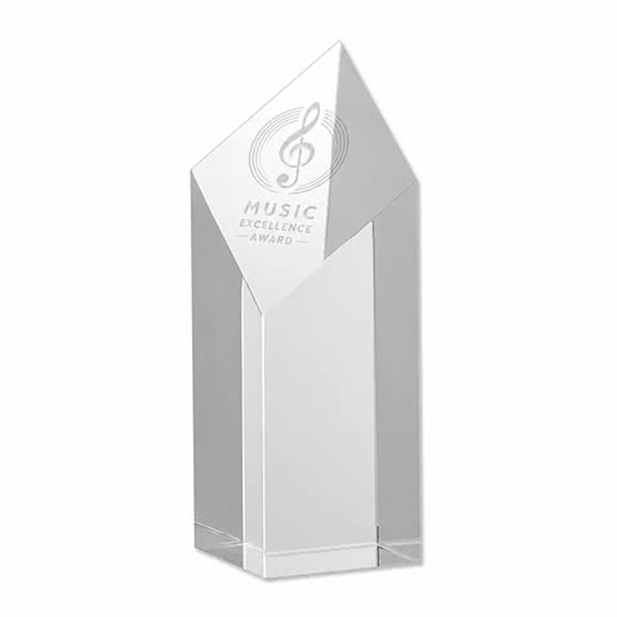 Laser Engraved 7.25" Glass Diamond Pillar Award in Clear