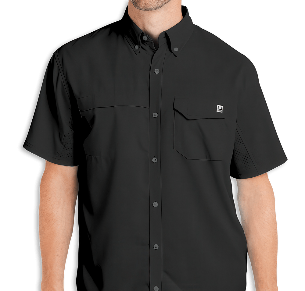 HUK Tide Point Textured Short Sleeve Work Shirt - Embroidered-default