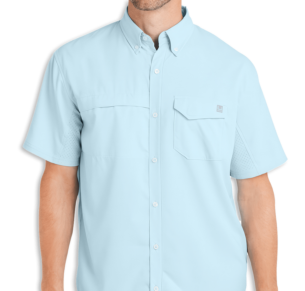 HUK Tide Point Textured Short Sleeve Work Shirt - Embroidered-default
