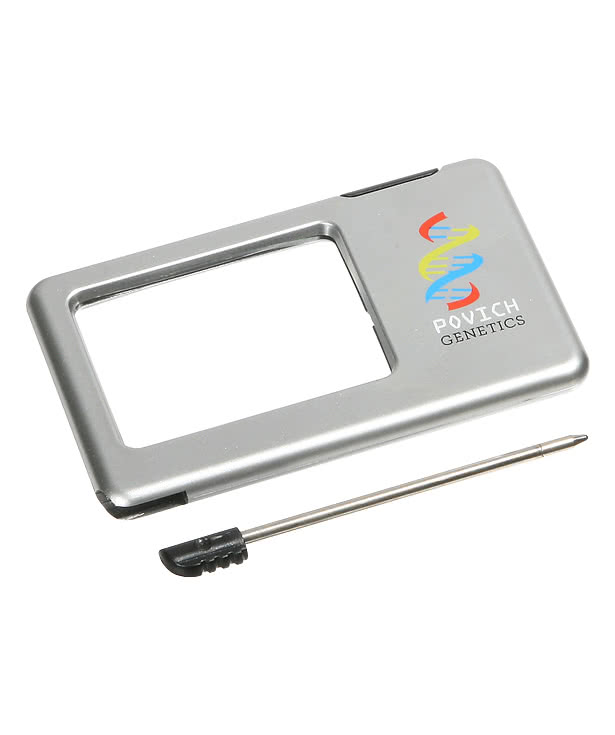 Silver Thin Light-Up Magnifier with Mini Pen