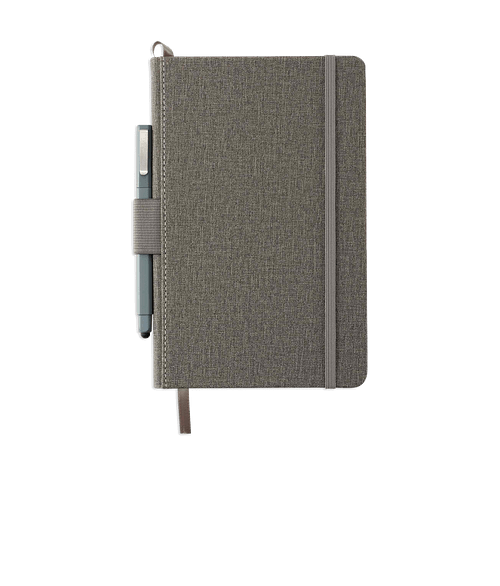Debossed Heathered Hard Cover Notebook in Gray