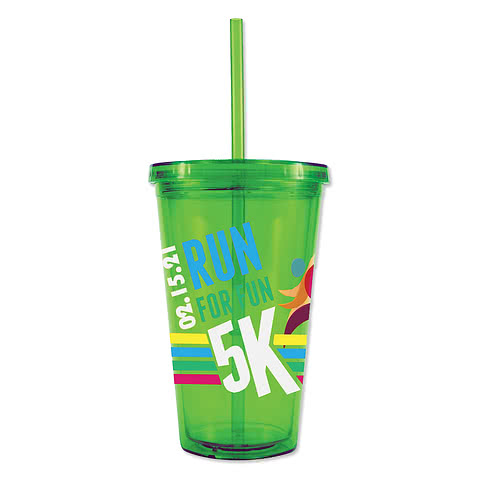 Full Color 16 oz. Freedom Insulated Tumbler with Straw