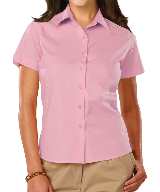 Blue Generation Women's Poplin Short Sleeve Dress Shirt
