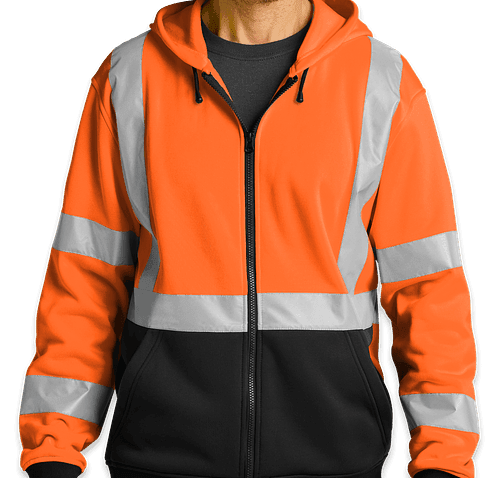 Safety orange zip hoodie hot sale