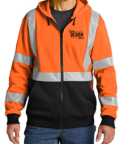 CornerStone Class 3 Heavy Duty Fleece Safety Zip Hoodie - Safety Orange