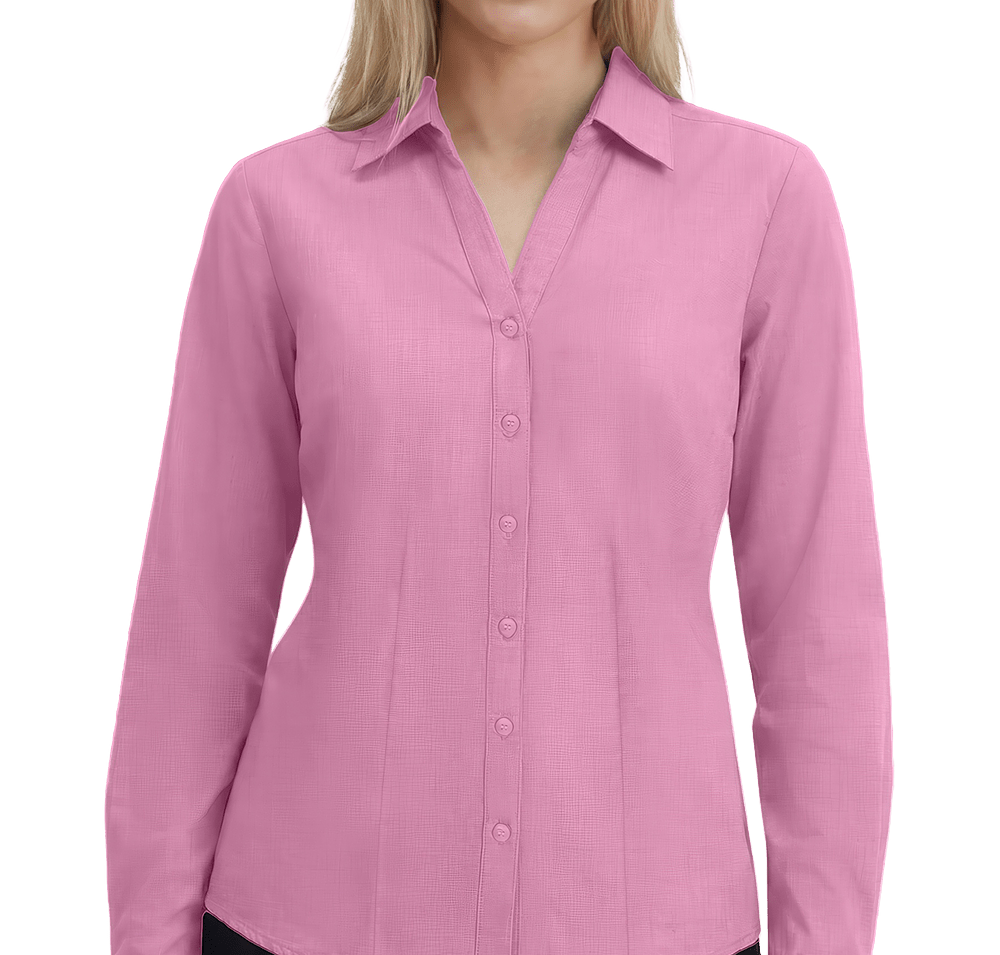 Blue Generation Women’s Untucked Crossweave Long Sleeve Dress Shirt-default