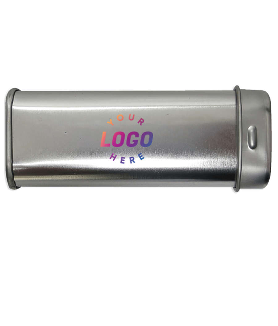 Full Color Slimline Flip-Top MicroMints® Tin in Silver