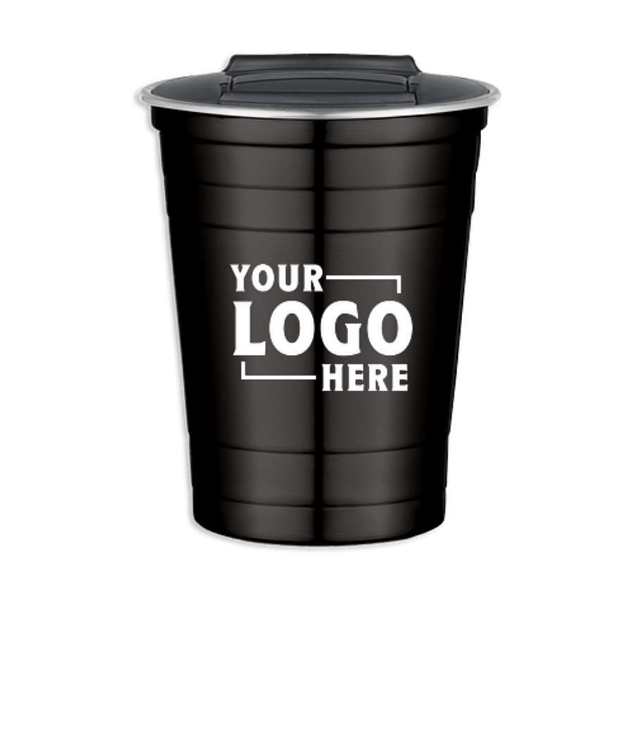 Full Color 16 oz. Reusable Stainless Steel Cup in Black