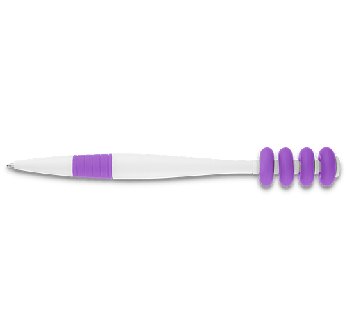 Recycled Fidget Ballpoint Pen (black ink) in WHITE WITH PURPLE