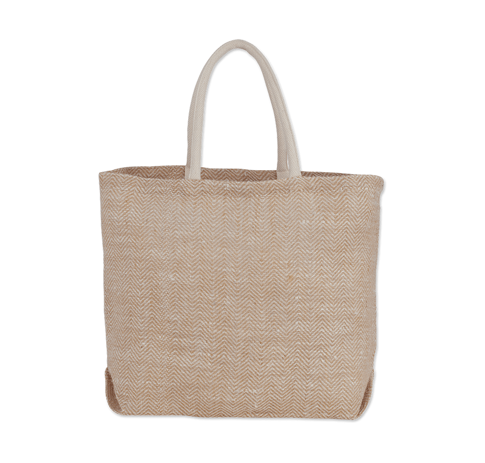 Large Herringbone Jute Tote Bag-default
