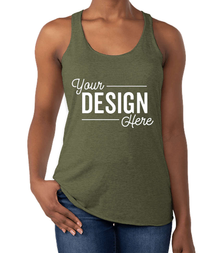Next Level Women's Tri-Blend Racerback Tank in Military Green