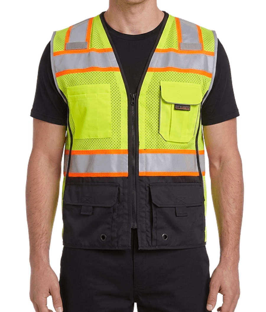 Kishigo Black Series® Black Bottom Class 2 Safety Vest in Lime