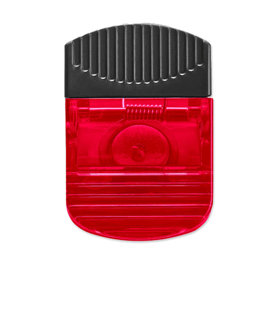Wide Rectangle Magnetic Clip with Grip in Translucent Red
