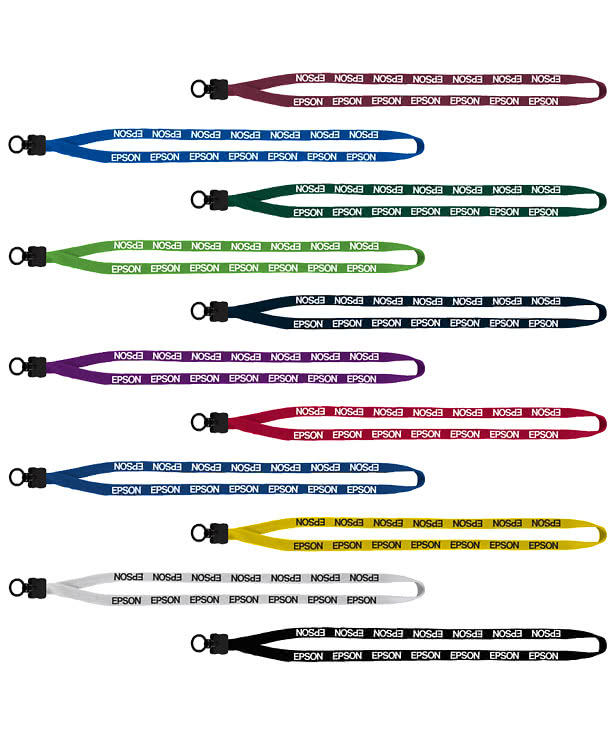 1/2" Cotton Lanyard with Plastic O-Ring and Vinyl Snap Bulldog Clip