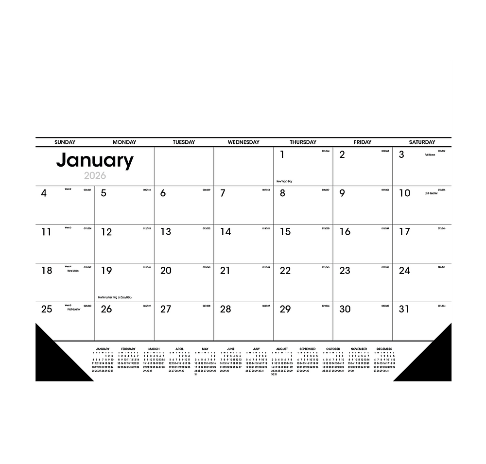 Black and White Monthly Desk Calendar-default