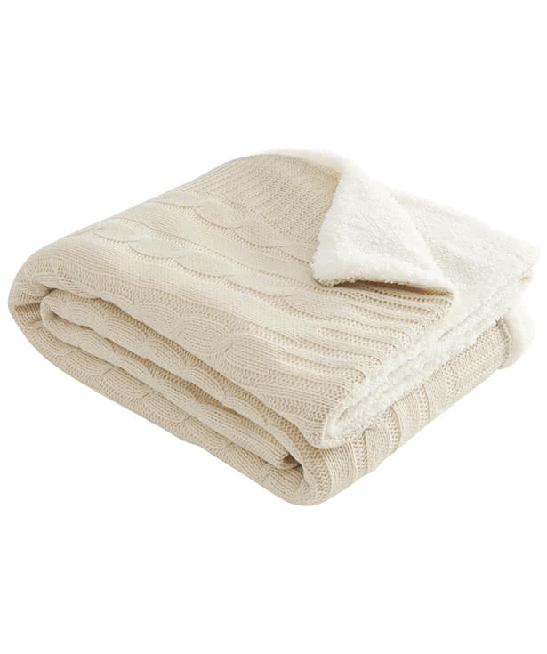 Field & Co. Cable Knit Sherpa Blanket