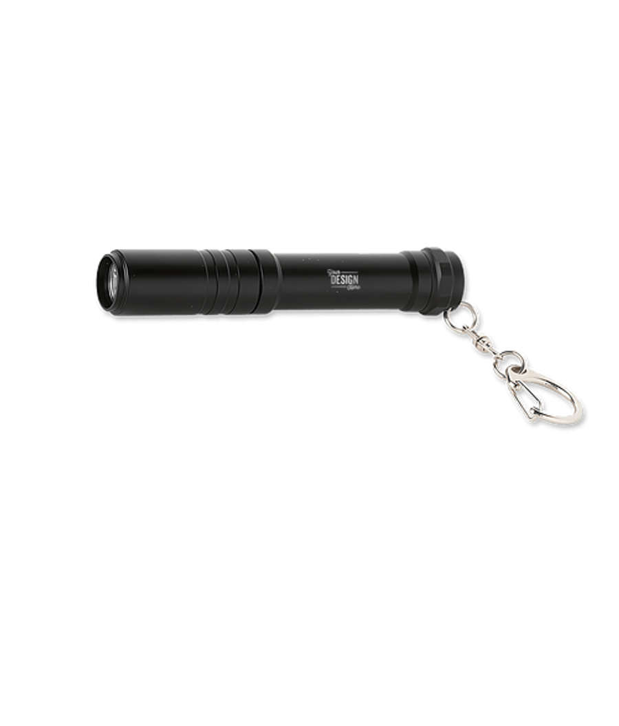 Laser Engraved Basecamp Pathfinder Flashlight Keychain in Black