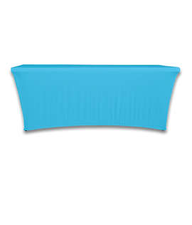 Full Color 8' Ultrafit Curve Open-Back Stretch Tablecloth - Color: Columbia Blue