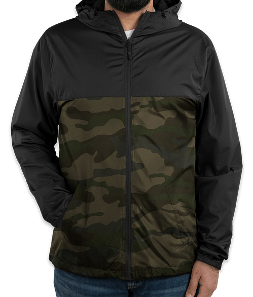 Independent Trading Co. EXP54LWZ Lightweight Windbreaker Jacket - Black/Forest Camo, XL
