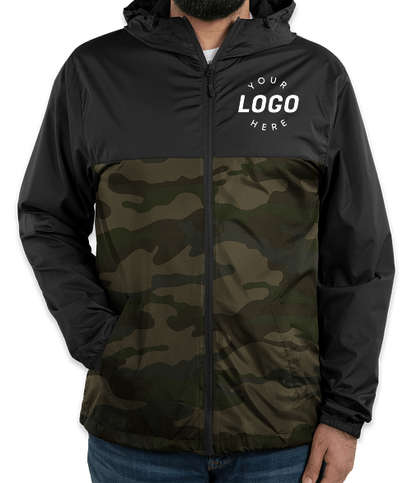 Independent Trading Colorblock Lightweight Full Zip Jacket - Black / Forest Camo