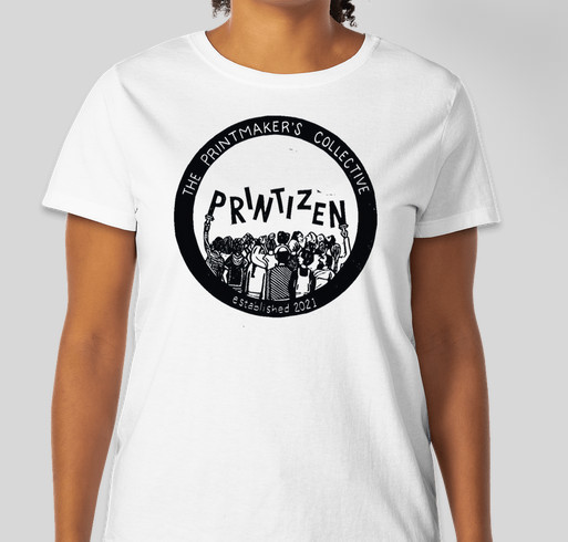 Get a shirt, make printmaking education accessible internationally. Fundraiser - unisex shirt design - front