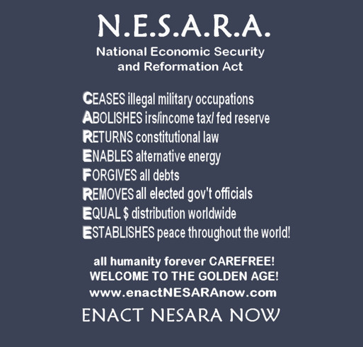 Enact NESARA Now Apparel shirt design - zoomed