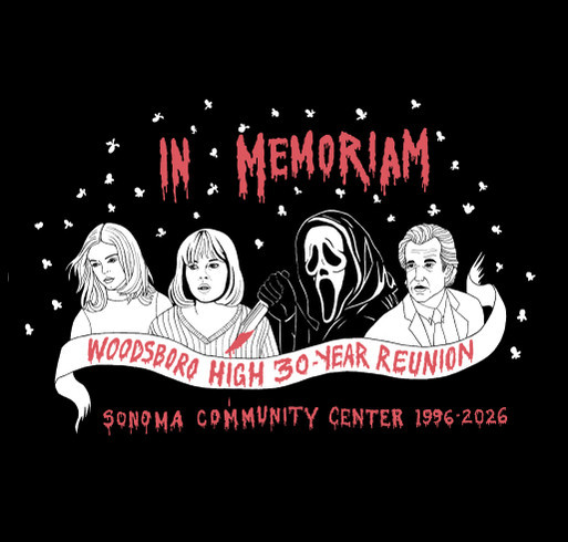 Sonoma Community Center Scream 30 Year Anniversary (Woodsboro High) shirt design - zoomed