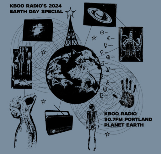 KBOO's 2024 Earth Day Fundraiser shirt design - zoomed