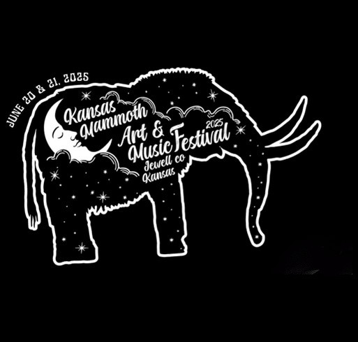 Kansas Mammoth Art & Music Fest 2025 shirt design - zoomed