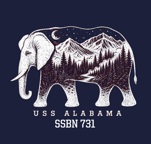 USS Alabama Gold FRG Elephant Sweatshirt shirt design - zoomed