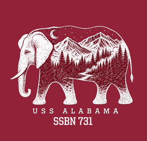 USS Alabama Gold FRG Elephant Sweatshirt shirt design - zoomed