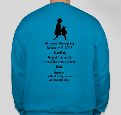 Barksgiving fundraiser for Urgent Animals of Hearne Robertson County Texas Fundraiser - unisex shirt design - back