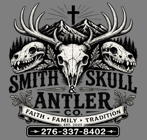 Smith Skull & Antler Co. Fall Fundraiser shirt design - zoomed