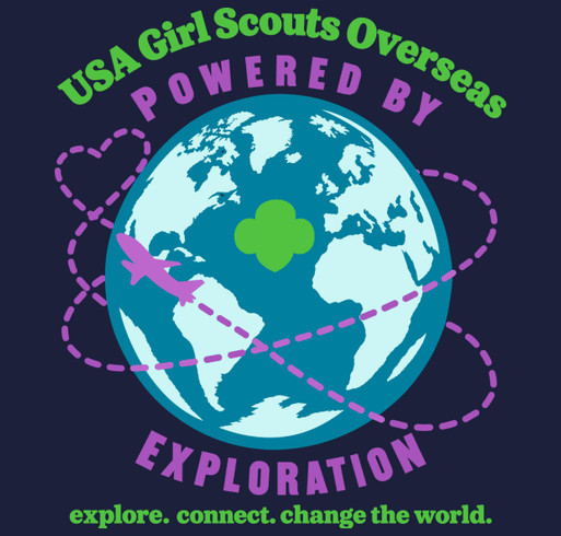 USA Girl Scouts Overseas - Powered by Exploration Apparel Collection shirt design - zoomed