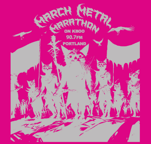 KBOO's Metal Marathon 2024 Swag shirt design - zoomed