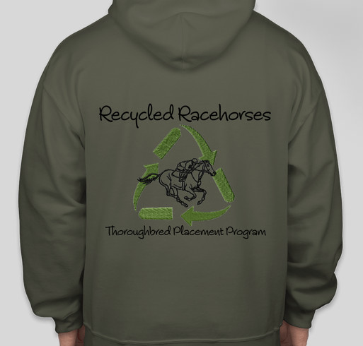 Recycled Racehorses Military Green Hoodie Fundraiser - unisex shirt design - back