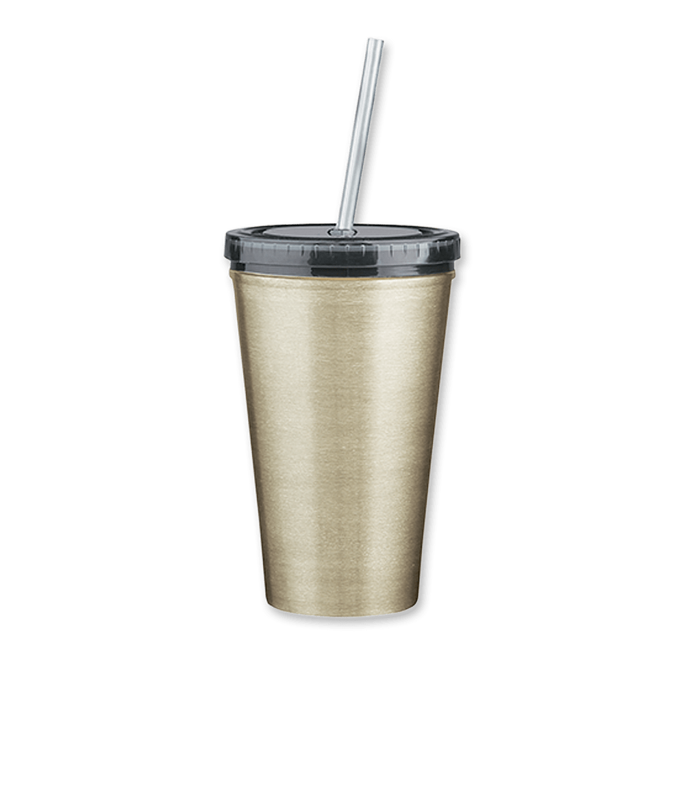 16 oz. Stainless Steel Insulated Tumbler with Straw
