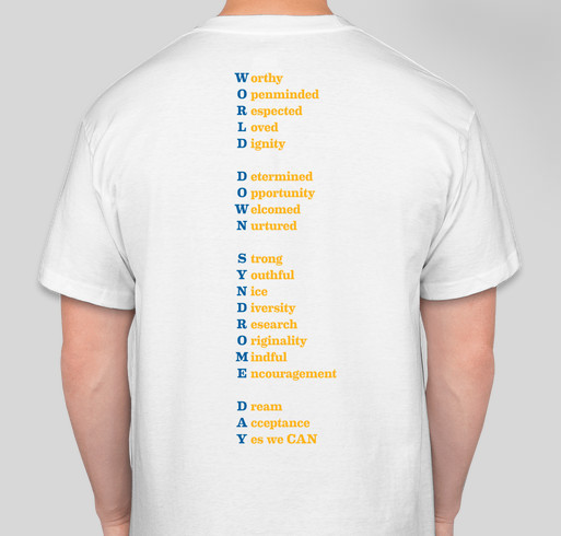 21 Strong WDSD Tshirts Fundraiser - unisex shirt design - back